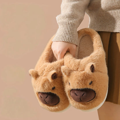 Fuzzy Capybara Plush Polyester House Slippers