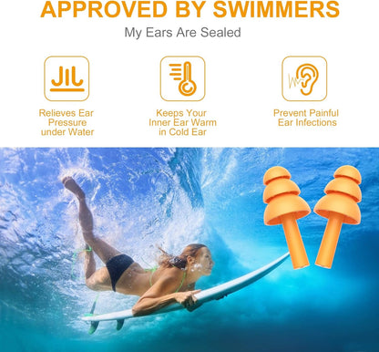 Ear Plugs for Swimming, 10 Pairs Reusable Ear Plugs, Ear Plugs Swimming for Kids and Adults. Swimming Ear Plugs, Ear Plugs for Swimming Pool / Shower Bathing and Other Water Sports Ear Care Earplugs Health & Household Health Care