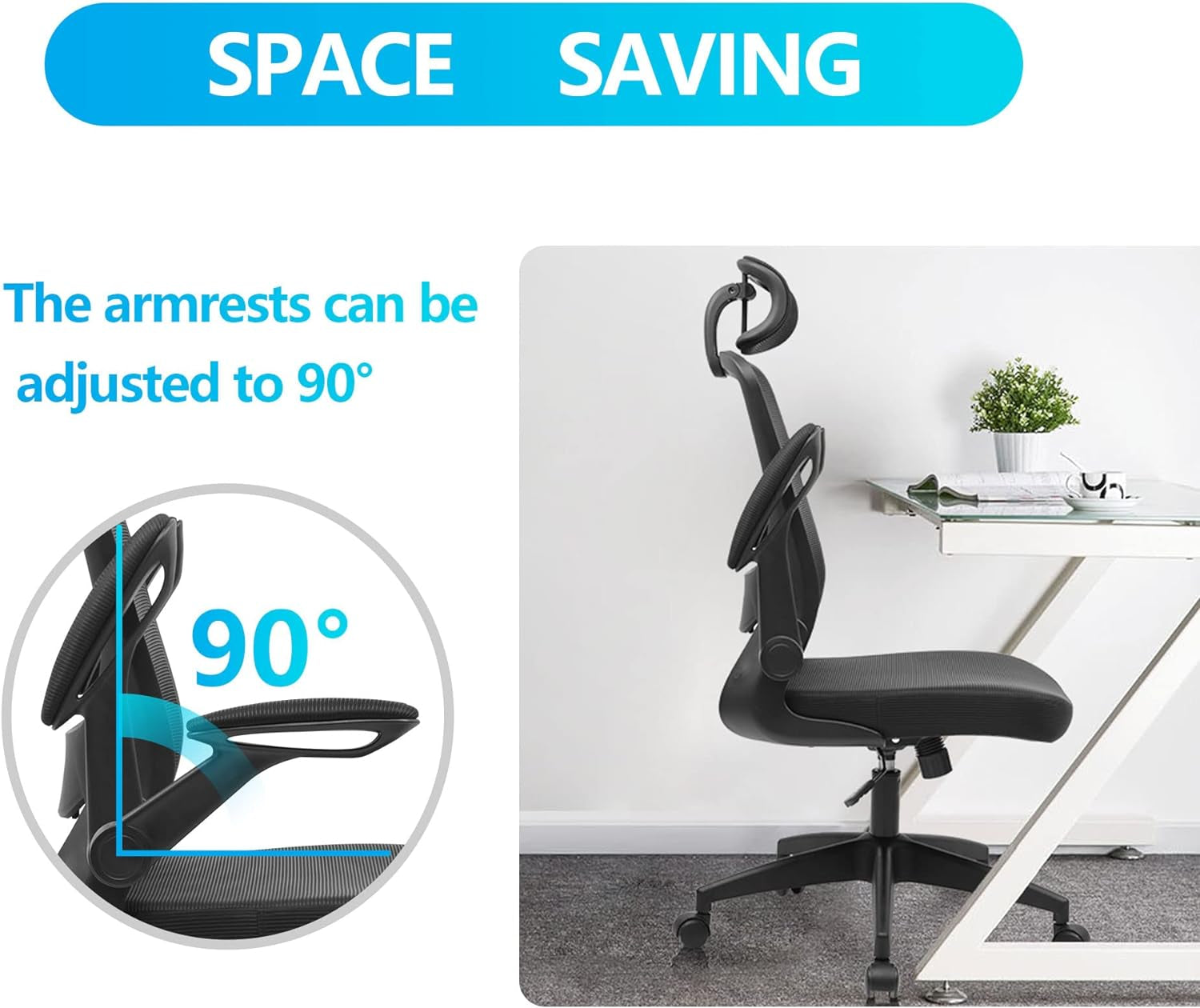 KERDOM Ergonomic Office Chair, Breathable Mesh Desk Chair, Lumbar Support Computer Chair with Headrest and Flip-Up Arms, Swivel Task Chair, Adjustable Height Gaming Chair Furniture Home & Kitchen Home Office Chairs Home Office Desk Chairs Home Office Furniture