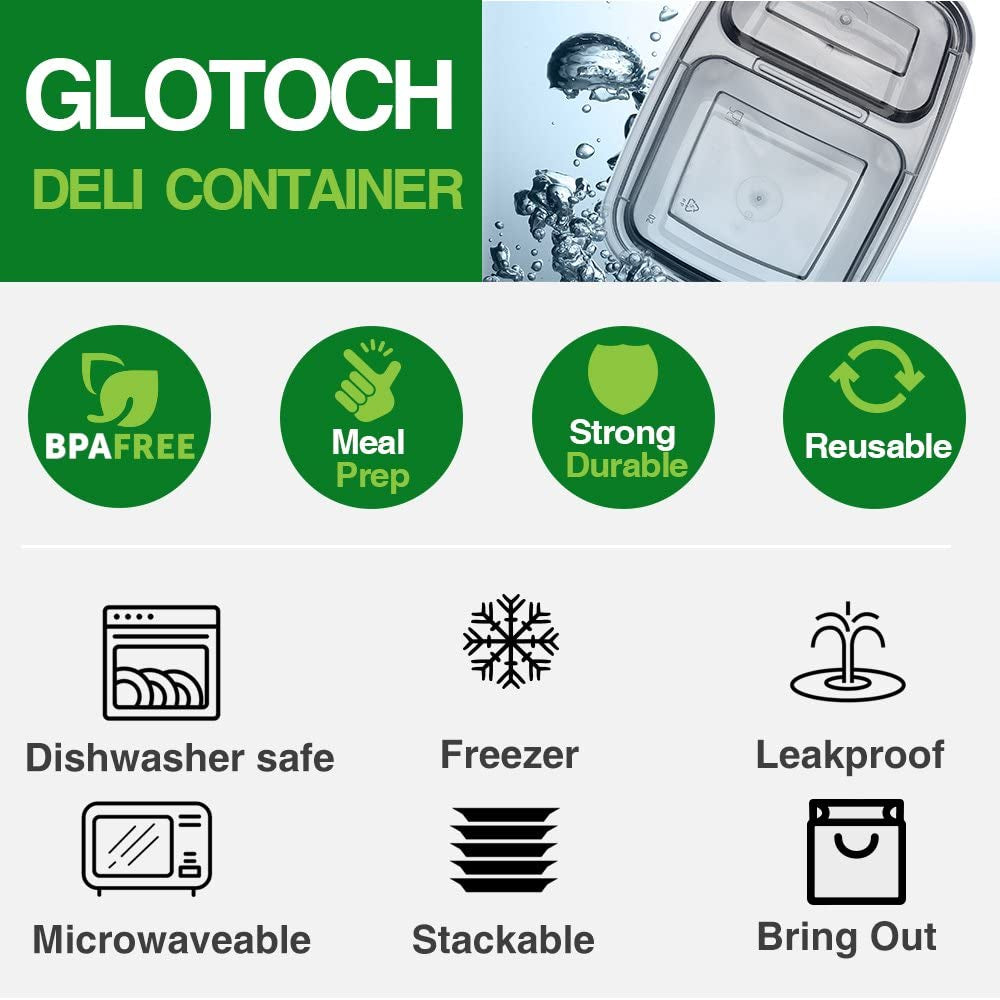 Glotoch 50 Pack 32 Oz Meal Prep Containers Reusable, 2 Compartment Food Containers with Lids to Go Containers, Lunch-Microwave,Freezer,Dishwasher Safe Boxes Disposables Food Service Equipment & Supplies Industrial & Scientific Take Out Containers