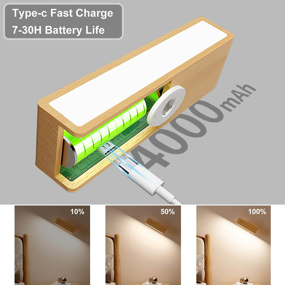 Rechargeable Square Wood Grain Wall Light(2 Packs)