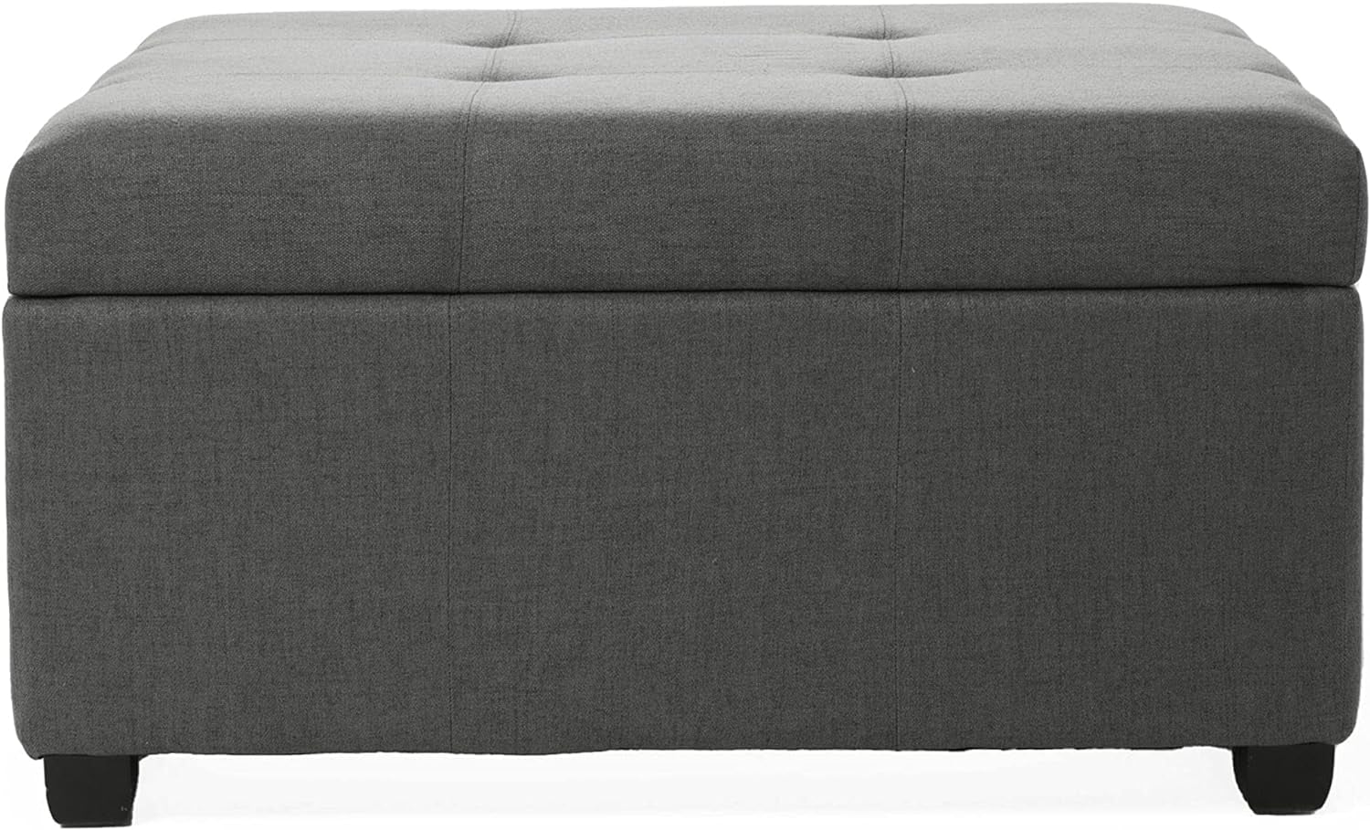 Christopher Knight Home Gdfstudio Christopher Knight Home Carlsbad Fabric Storage Ottoman, Dark Grey 35.00”D X 35.00”W X 18.50”H Furniture Home & Kitchen Living Room Furniture Ottomans