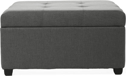 Christopher Knight Home Gdfstudio Christopher Knight Home Carlsbad Fabric Storage Ottoman, Dark Grey 35.00”D X 35.00”W X 18.50”H Furniture Home & Kitchen Living Room Furniture Ottomans