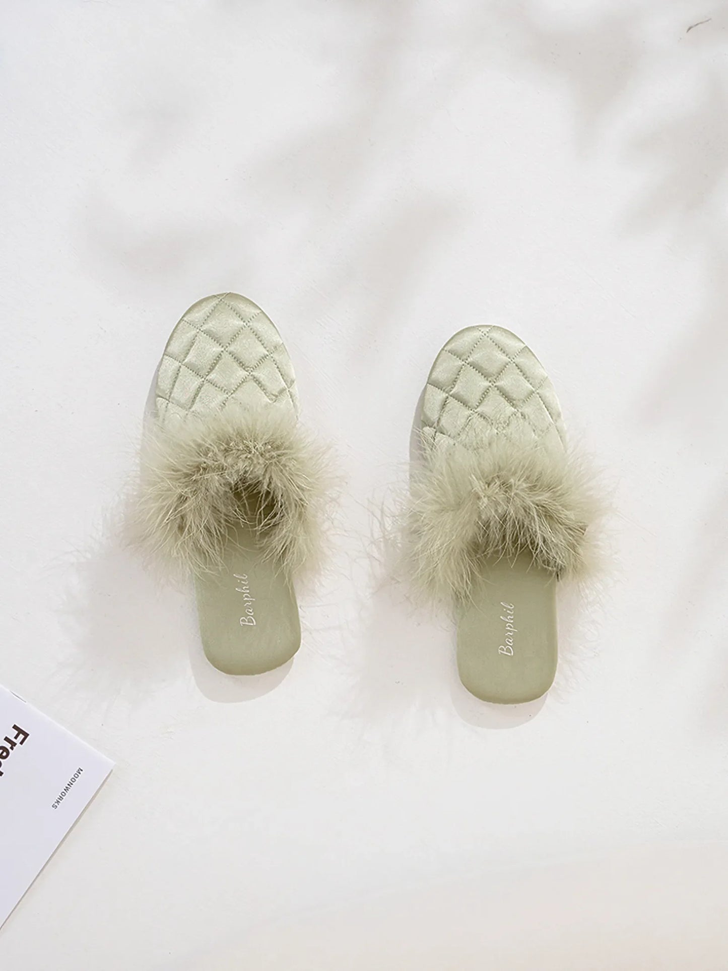 Plush Feathery Quilted Satin House Slippers