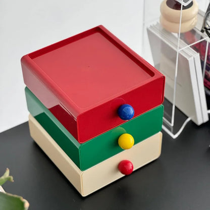 Glossy Color Block ABS Stackable Desk Drawers