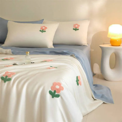 Tufted Doodle Flower Cooling Tencel Bedding Set