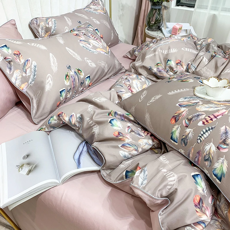 Amelia Feather Print Egyptian Cotton Bedding Set