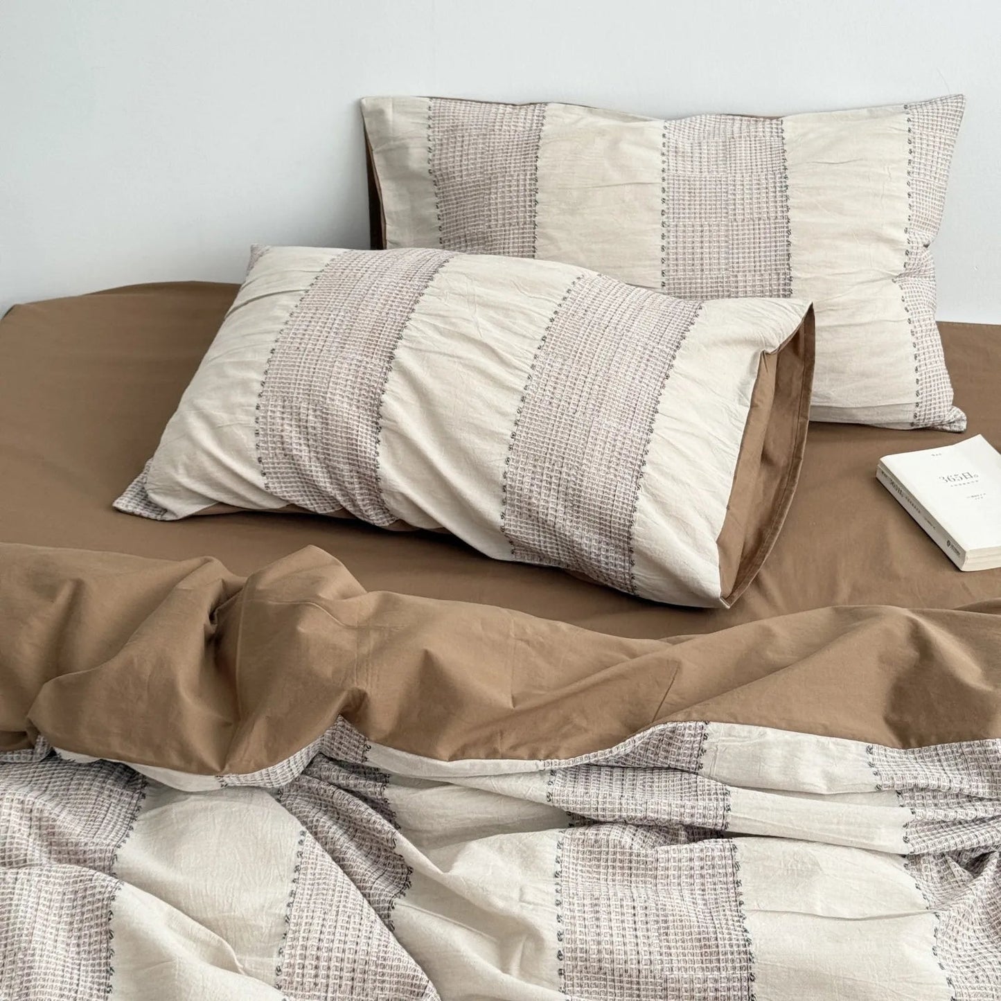 Textured Woven Stripe Washed Cotton Bedding Set