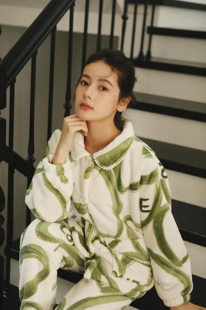 Plush Graffiti Love Fleece Pajama Set