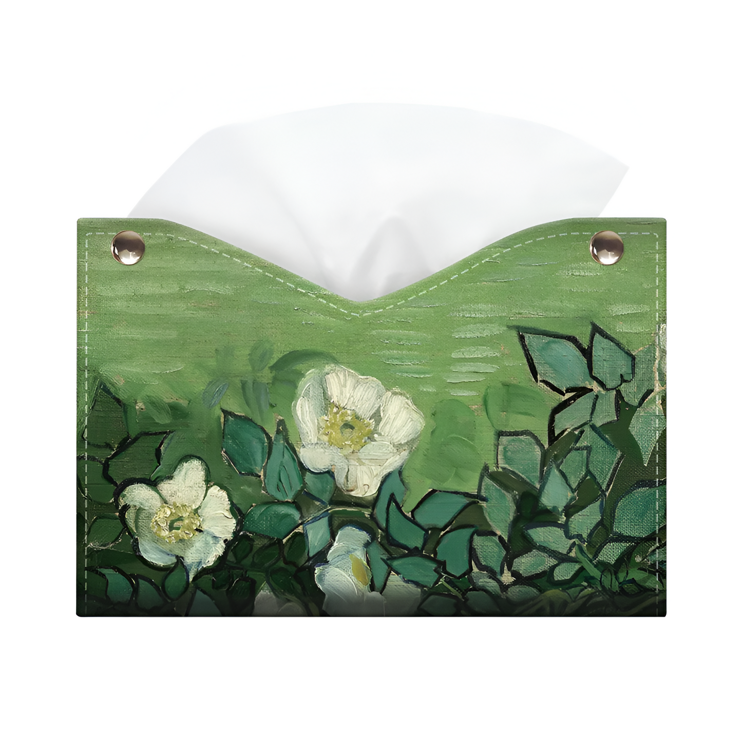 Oil Painting Leather Tissue Box