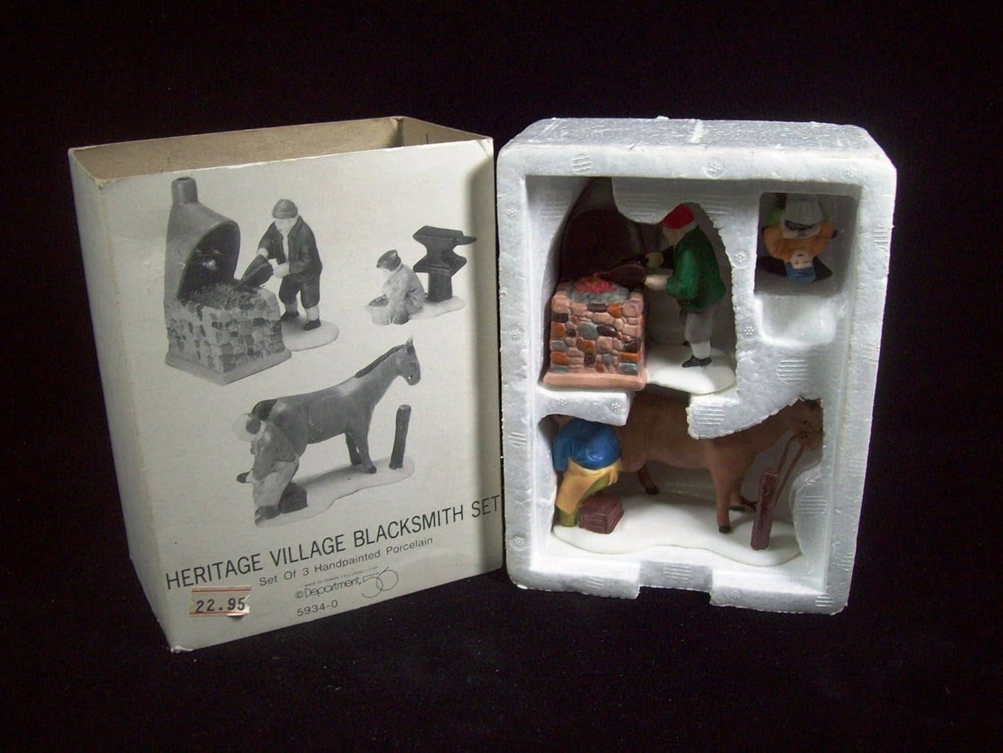 Department 56 Heritage Village Collection ; Dickens Village Blacksmith Set of 3 ; 1987 Retired ; Handpainted Porcelain Accessories #5934-0 Collectible Figurines Home & Kitchen Home Décor Accents Home Décor Products