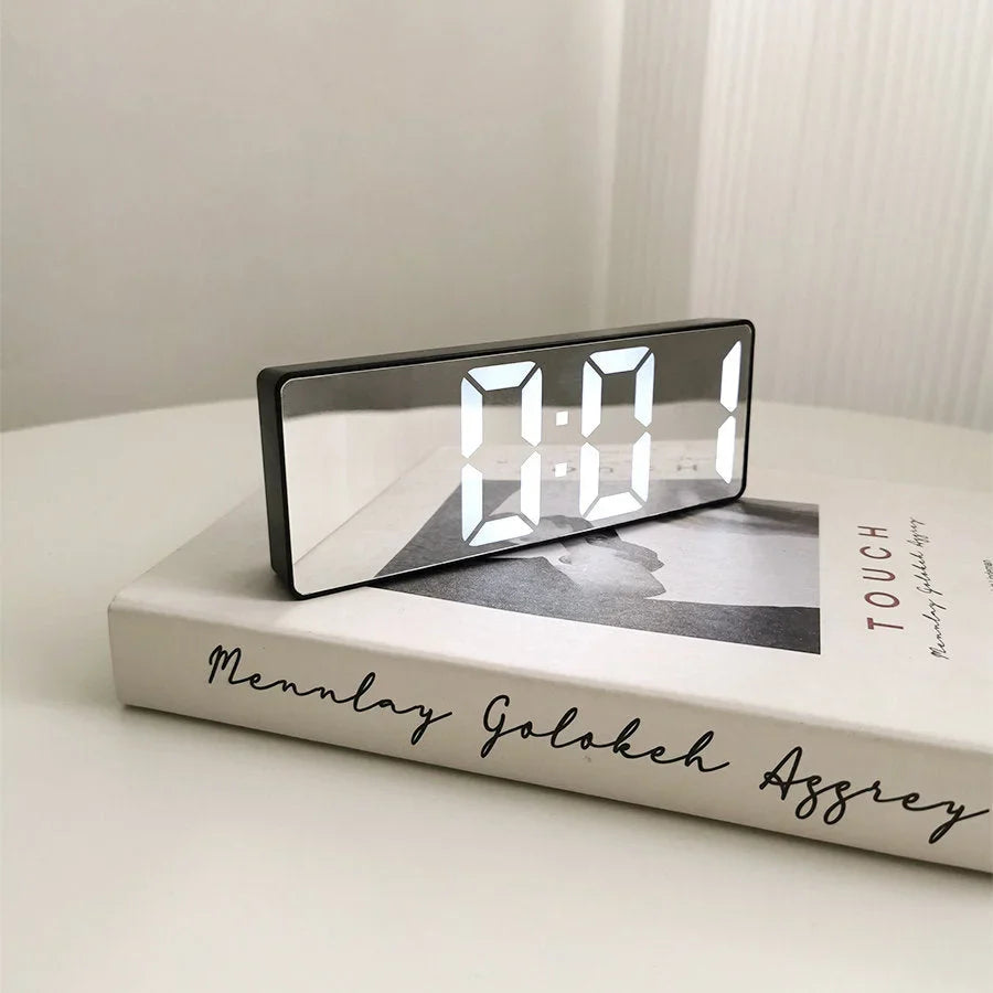 Sleek Mirrored Acrylic LED Table Clock