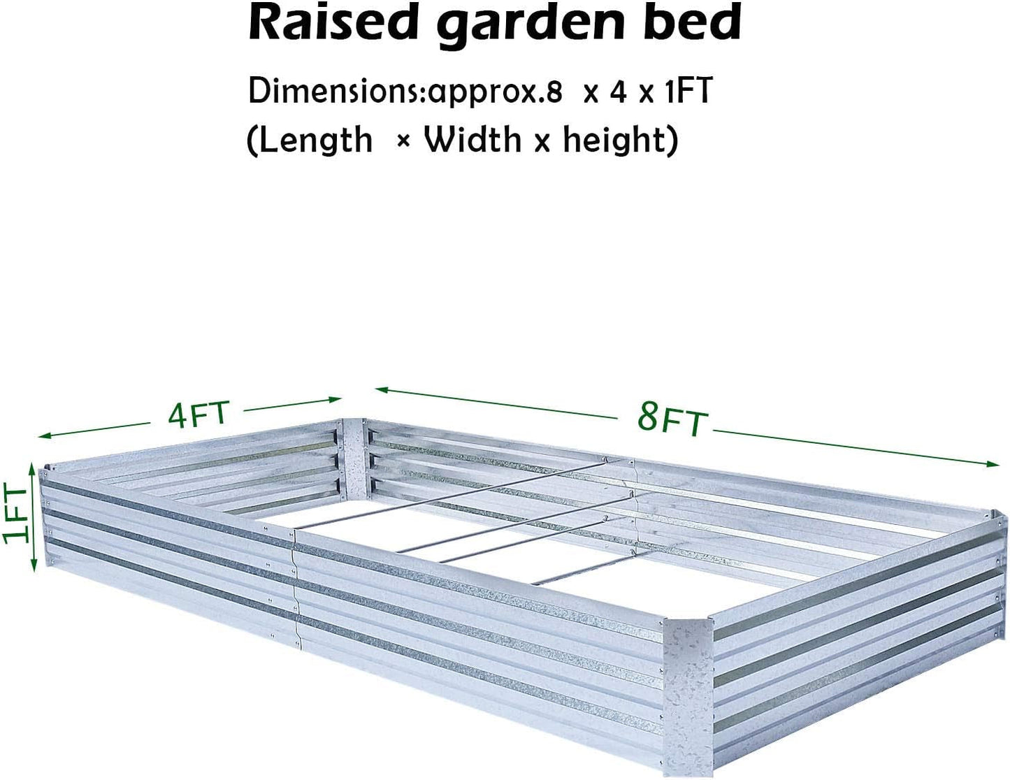 FOYUEE Galvanized Raised Garden Beds for Vegetables Large Metal Planter Box Steel Kit Flower Herb, 8X4X1Ft Gardening & Lawn Care Lawn & Garden Patio Planters & Container Accessories Pots Raised Beds