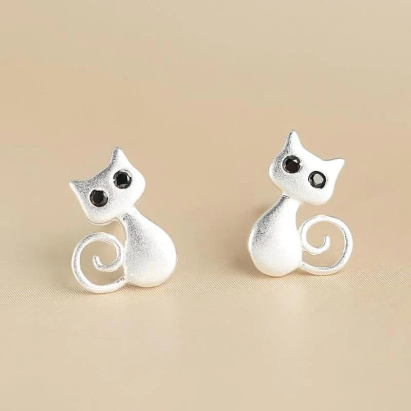 925 Sterling Silver Kittens Earrings