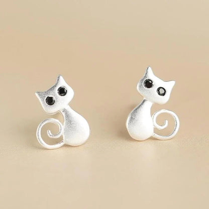 925 Sterling Silver Kittens Earrings