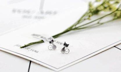 Boucles d'oreilles chatons en argent sterling 925