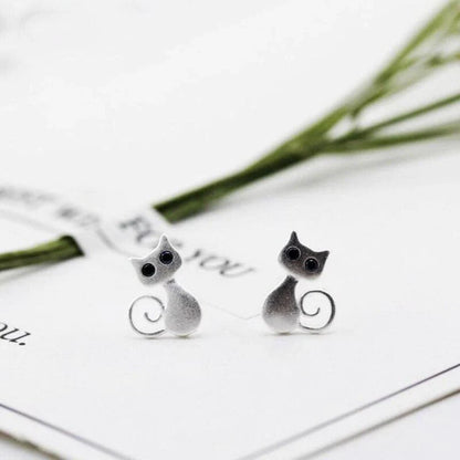 925 Sterling Silver Kittens Earrings