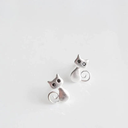 925 Sterling Silver Kittens Earrings