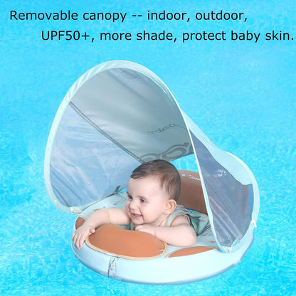 Fold-Able Easy Carry with Tail Canopy Crotch Mambobaby Float Non-Inflatable Baby Float Smart Swim Trainer Soft Solid Waist Swim Ring Water Toy Infant Pool Float New Baby Floats Pools & Water Toys Sports & Outdoor Play Toys & Games