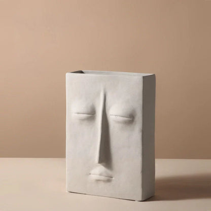 Matte Abstract Face Ceramic Vase
