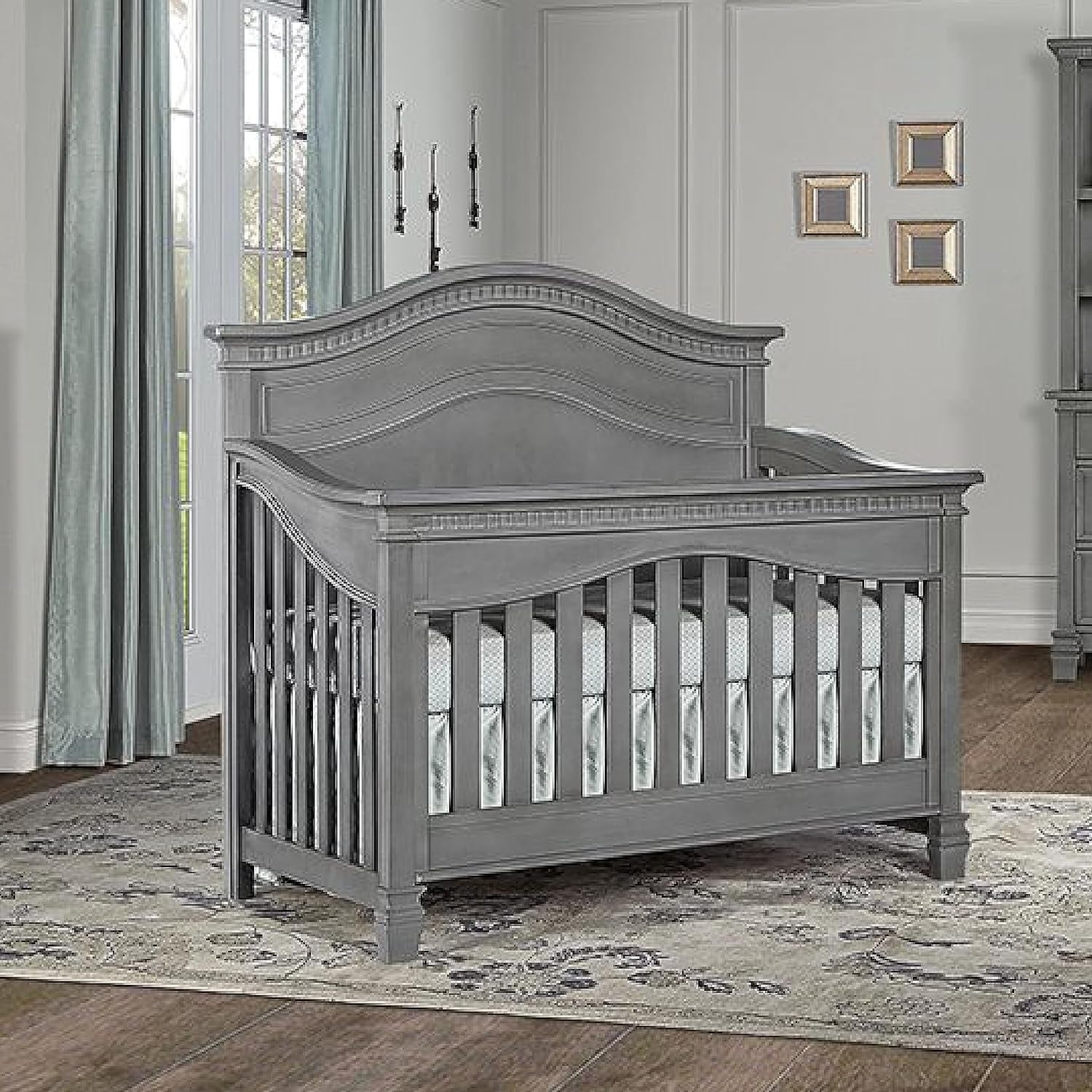 Evolur Cheyenne 5 in 1 Full Panel Convertible Crib, Storm Grey 58.25X31.25X53 Inch (Pack of 1) Baby Products Convertible Cribs Furniture Infant & Toddler Beds Nursery