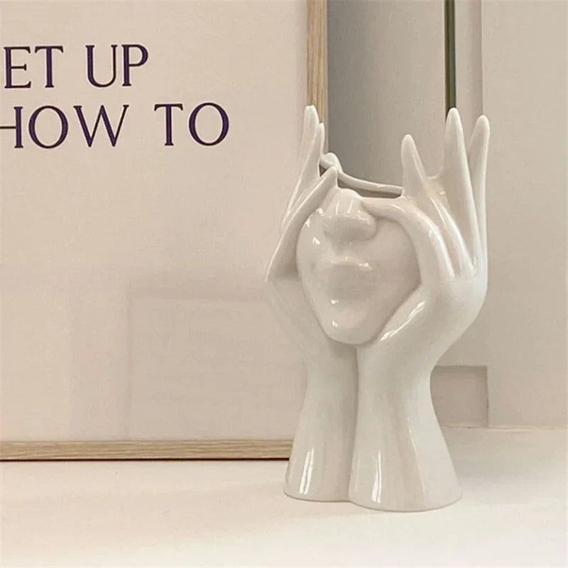 Sculptural Abstract Face Resin Vase