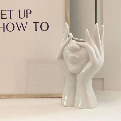 Sculptural Abstract Face Resin Vase