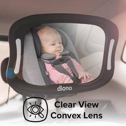 Diono Easy View XXL Baby Car Mirror with Extra Wide View, Safety Car Seat Mirror for Rear Facing Infant with 360 Rotation, LED Night Light, Wide Crystal Clear View, Shatterproof, Crash Tested Accessories Baby Products Car Seats & Accessories Rear Facing Mirrors