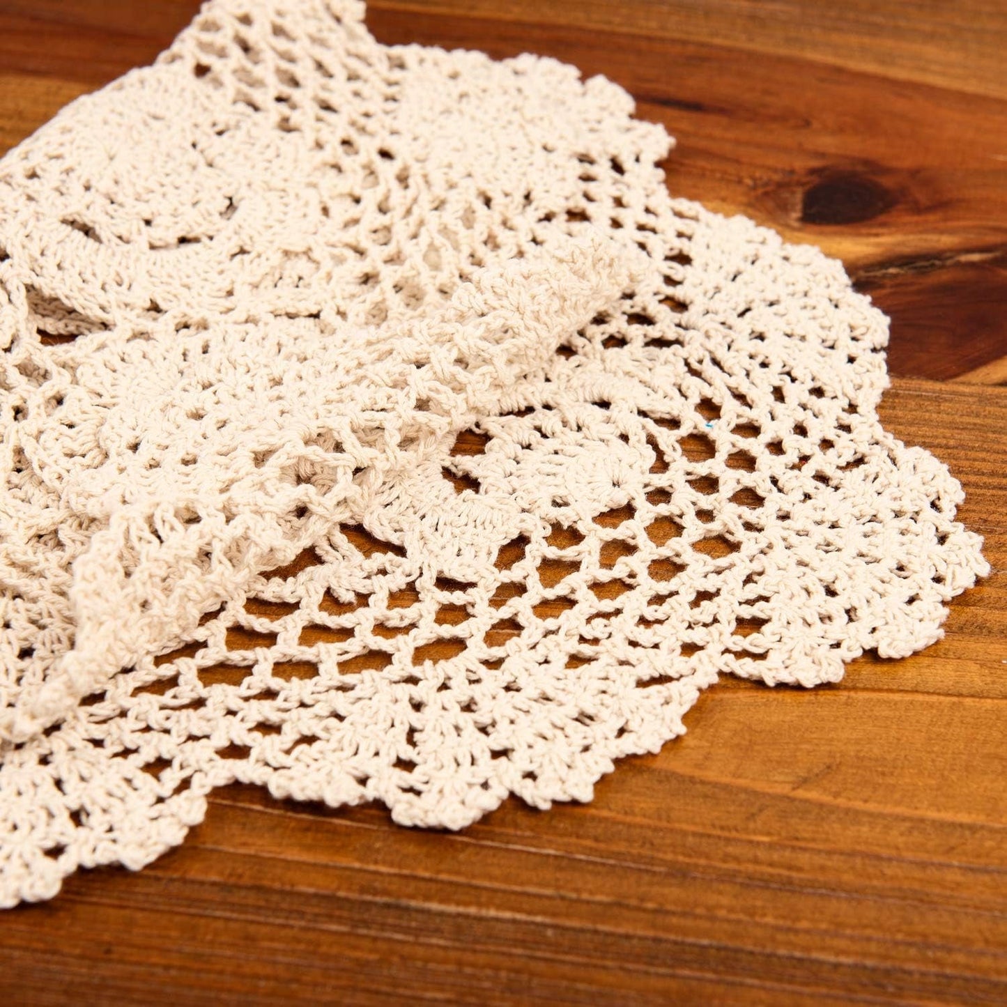 2-Pieces Handmade Cotton Crochet Doilies Oval Lace Table Placemats 12 X17Inch, Beige Home & Kitchen Kitchen & Dining Kitchen & Table Linens Place Mats