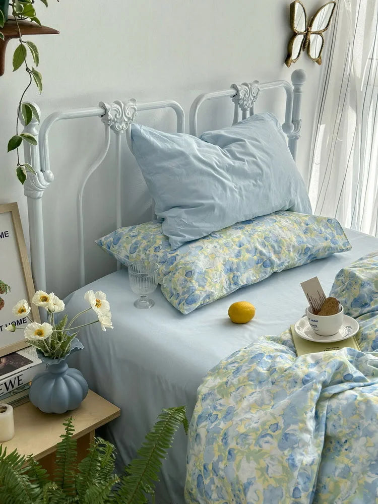 Breezy Watercolor Floral Cotton Bedding Set