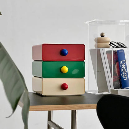 Glossy Color Block ABS Stackable Desk Drawers