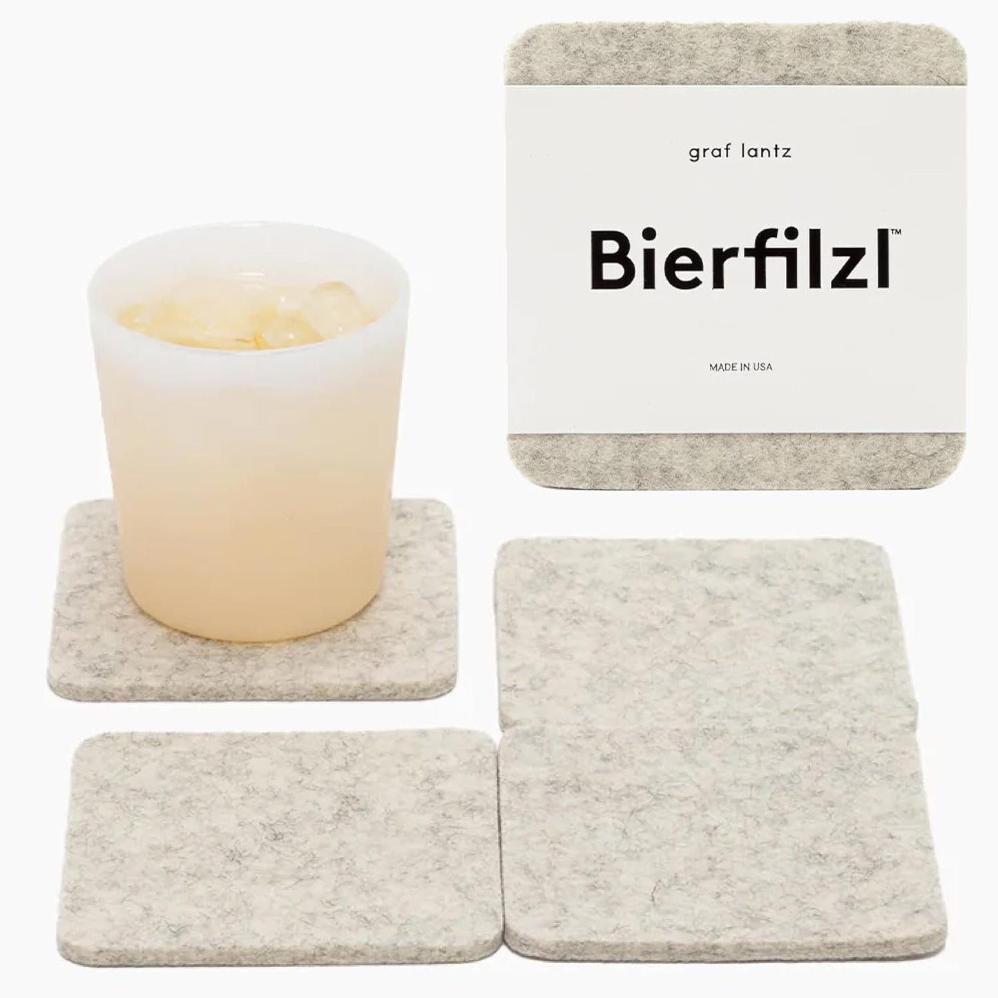 Graf Lantz - Bierfilzl Felt Coasters - Square - 100% Merino Wool - Moisture Wicking - Heat Resistant - Sustainable - Home Decor - Housewarming Gift - 4 Coaster Set - 4" X 4" X 5 Mm - Forest Bar Tools Bar Tools & Drinkware Coasters Dining & Entertaining Home & Kitchen Kitchen & Dining