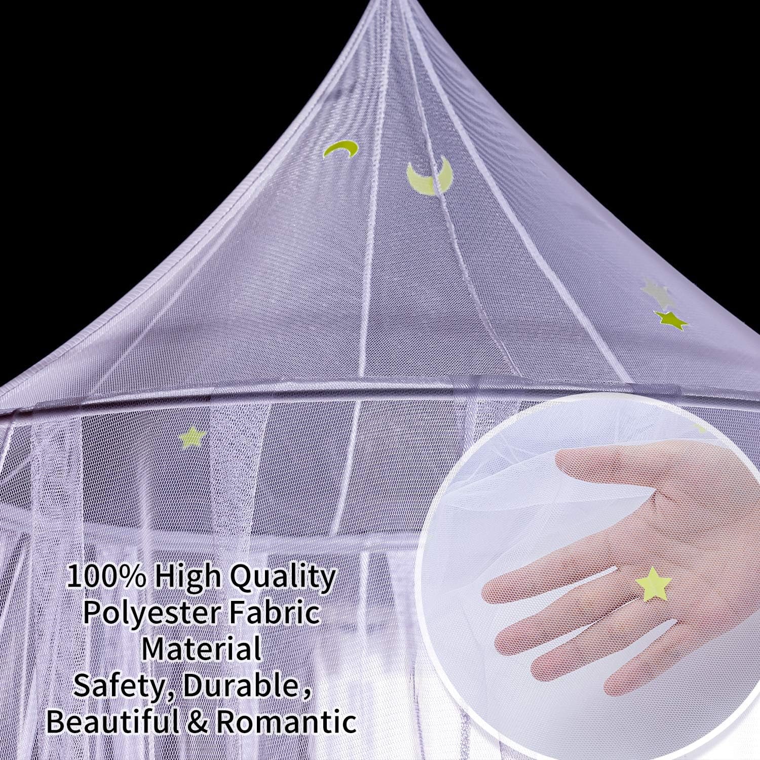 Princess Canopy for Girls Boys Bed Play Tent for Kids Nursery Decoration Star Moon Glow in the Dark Mosquito Net Baby Bedding Baby Products Bedding Bedding Accessories Mosquito Protection Nursery