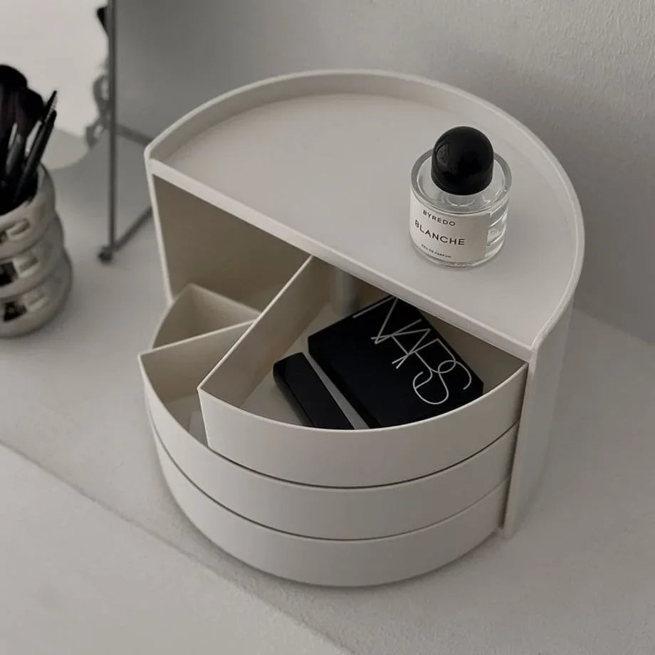 Ribbed Swivel ABS Makeup Organizer