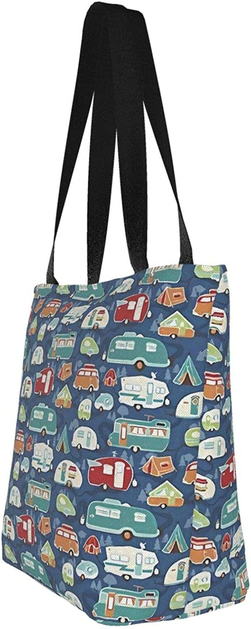 Antcreptson Campers Camping Trailers Canvas Tote Bag for Women Travel Work Shopping Grocery Top Handle Purses Large Totes Reusable Handbags Cotton Shoulder Bags for Women Travel Work Shopping Grocery Home & Kitchen Kitchen & Dining Luggage & Bags Reusable Grocery Bags Shopping Totes Storage & Organization Travel & To-Go Food Containers