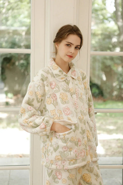 Plush Floral Flannel Fleece Pajama