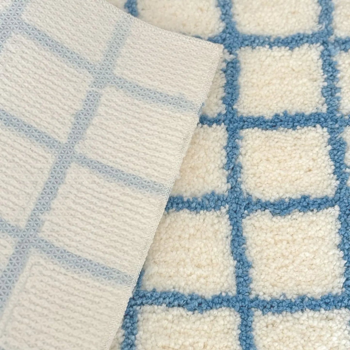 Plush Tufted Checkered Grid Polyester Accent Rug