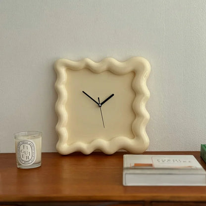 Wavy Squiggle Frame Minimalist Melamine Clock
