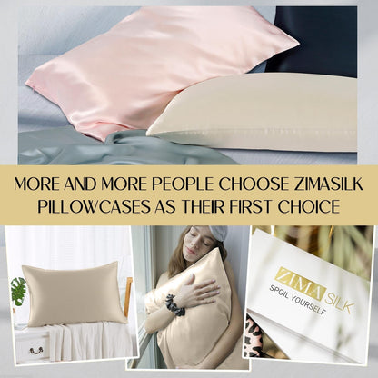 ZIMASILK 100% Pure Mulberry Silk Pillowcase for Hair and Skin Health,Soft and Smooth,Both Sides Premium Grade 6A Silk,600 Thread Count,With Hidden Zipper,1Pc(Standard 20''X26'',Beige) Bedding Home & Kitchen Pillowcases Sheets & Pillowcases