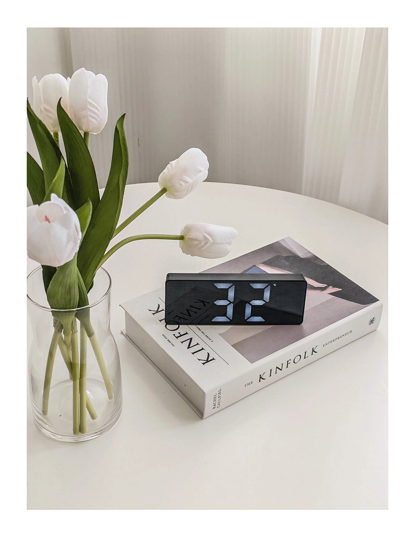 Sleek Mirrored Acrylic LED Table Clock
