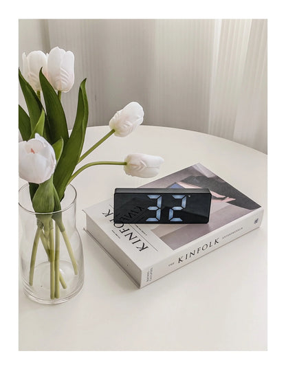 Sleek Mirrored Acrylic LED Table Clock