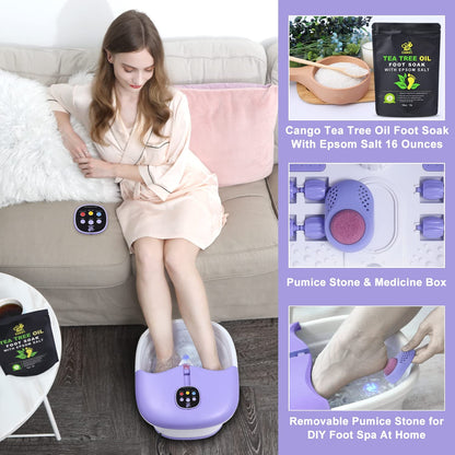 Foot Spa Bath Massager with Heat Bubbles and Vibration Massage and Jets, 16OZ Tea Tree Oil Foot Soak Epsom Salt, Collapsible Foot Bath Spa Bucket with Infrared Light & Remote Control - Purple Beauty & Personal Care Foot Foot Baths & Spas Hand & Nail Care Tools & Accessories