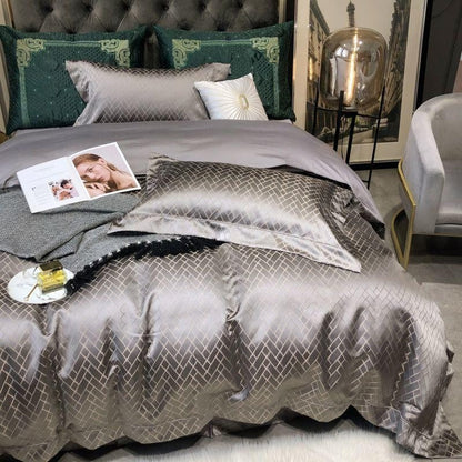 Talia Grey Cotton Satin Bedding Set