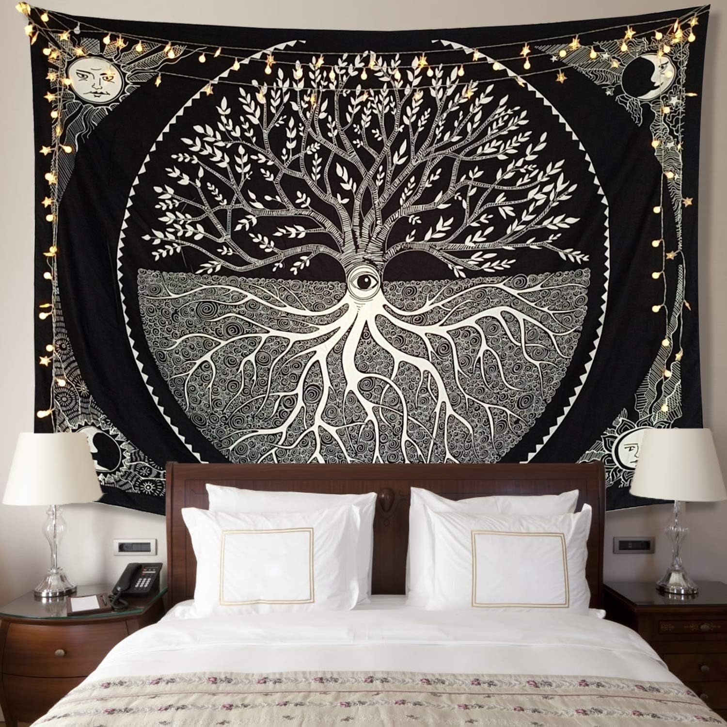 Black and White Tapestry for Bedroom, Tree of Life Sun Moon Tapestry Wall Hanging 130 * 150CM Home & Kitchen Home Décor Products Tapestries