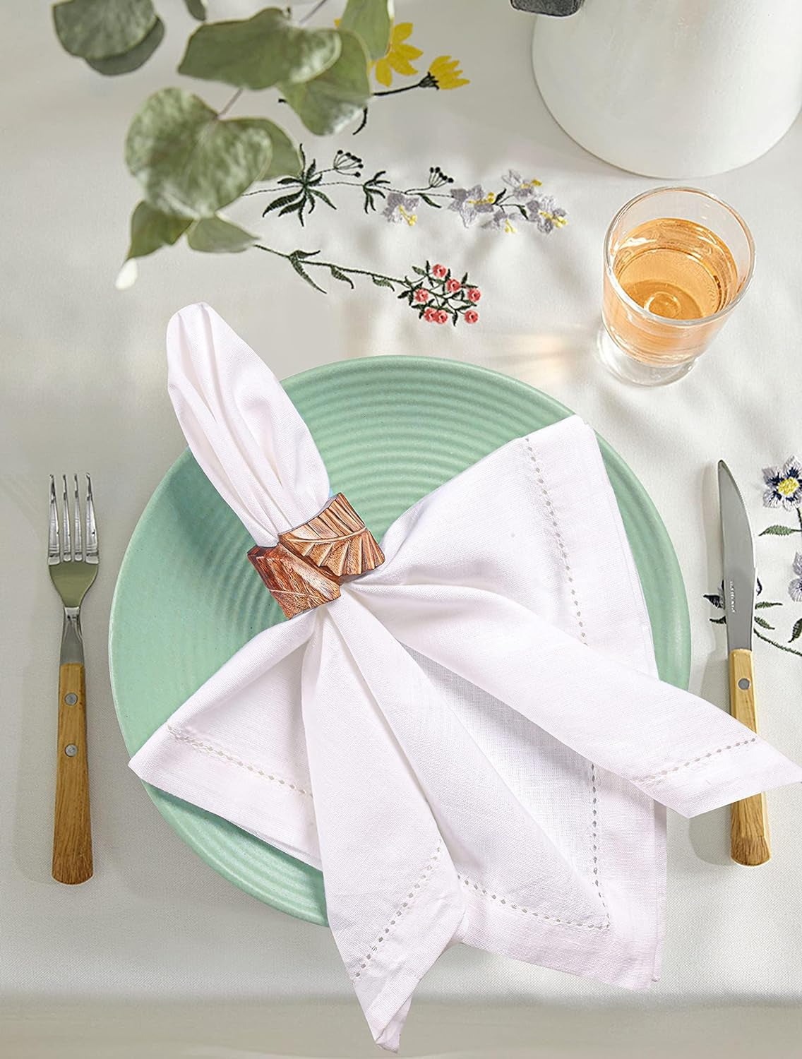 Cotton Cloth Dinner Napkins Oversized 20X20-Cotton Flax Fabric Hemstiched Detailing & Tailored with Mitered Corners-Ideal for Events and Regular Use-White (Pack of 4) Cloth Napkins Home & Kitchen Kitchen & Dining Kitchen & Table Linens