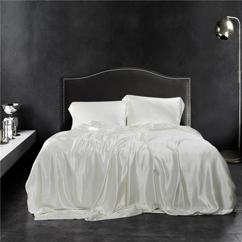 Eloise Pearl White Luxury Pure Mulberry Silk Bedding Set
