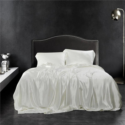 Eloise Pearl White Luxury Pure Mulberry Silk Bedding Set