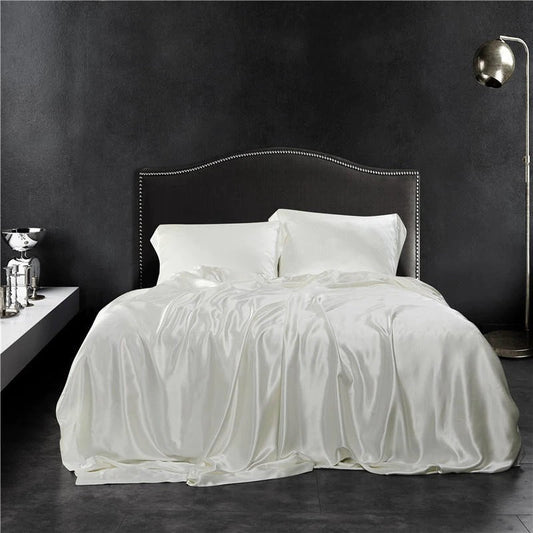 Eloise Pearl White Luxury Pure Mulberry Silk Bedding Set