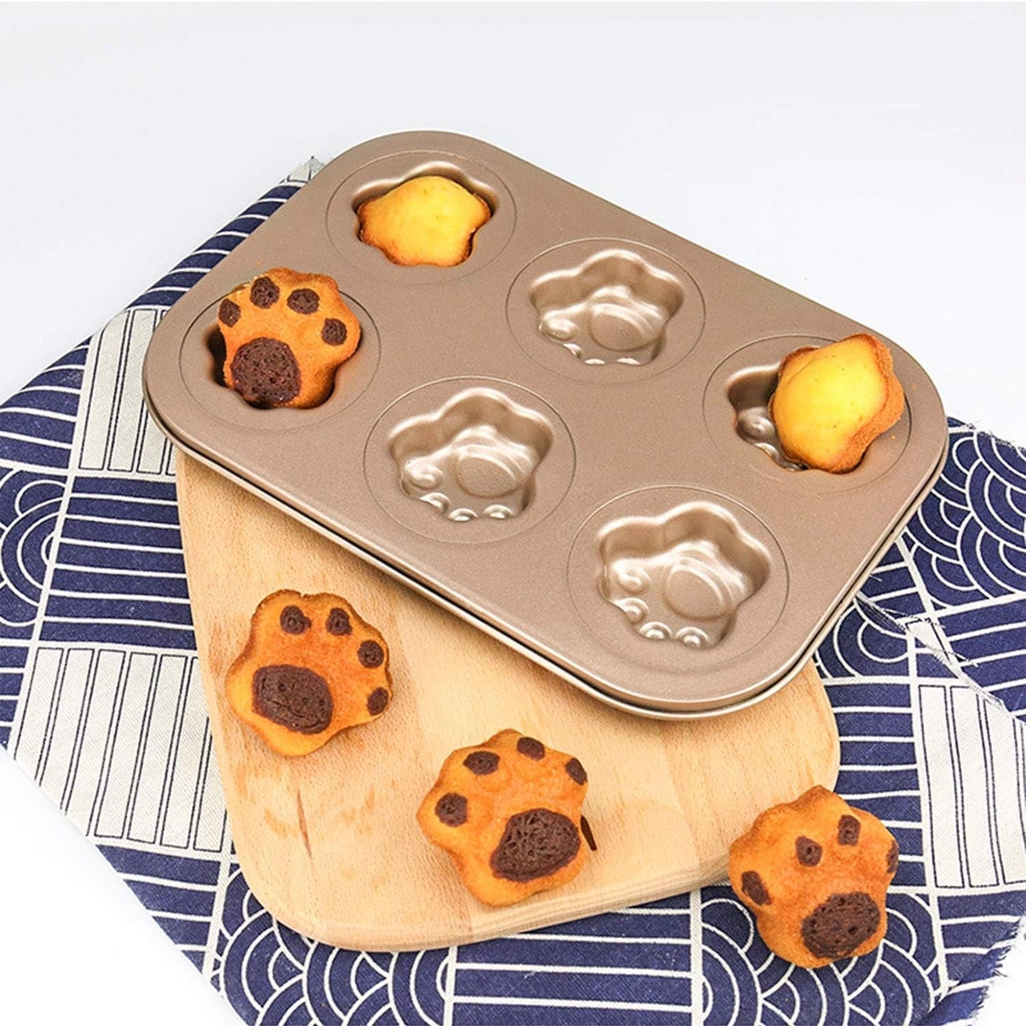 Beasea 3 Pack Madeleine Pans, 10X7 Inch 6 Cavity Nonstick Cat Shaped Cake Cookies Pan Carbon Steel Madeleine Mold Shell Madeline Pan Bakeware Home & Kitchen Kitchen & Dining Madeleine Pans Pastry & Baking Molds