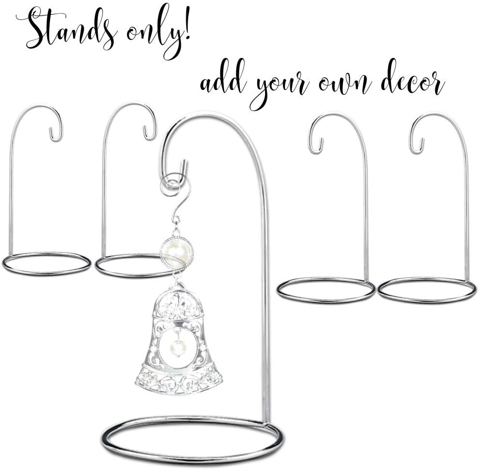 BANBERRY DESIGNS Ornament Display Stand - Set of 5 Silver Christmas Holders - Chrome Finished Metal 7-Inch Tall - Air Plant and Terrarium Stands Display Stands Hanging Hook Stands Home & Kitchen Home Décor Accents Home Décor Products